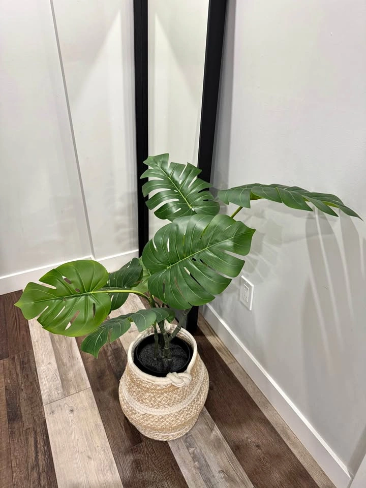 Artificial Plant with Woven Basket
