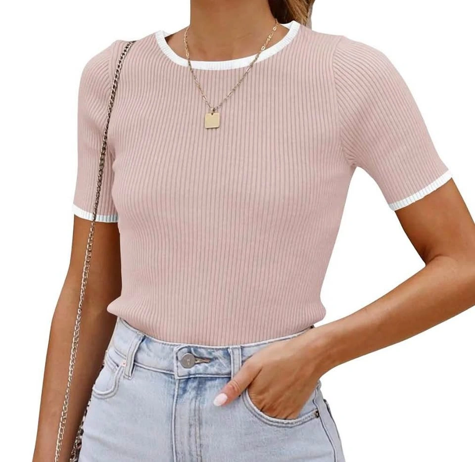 ZESICA Brand NEW Womens Short Sleeve Top - M Dustypink (#60)