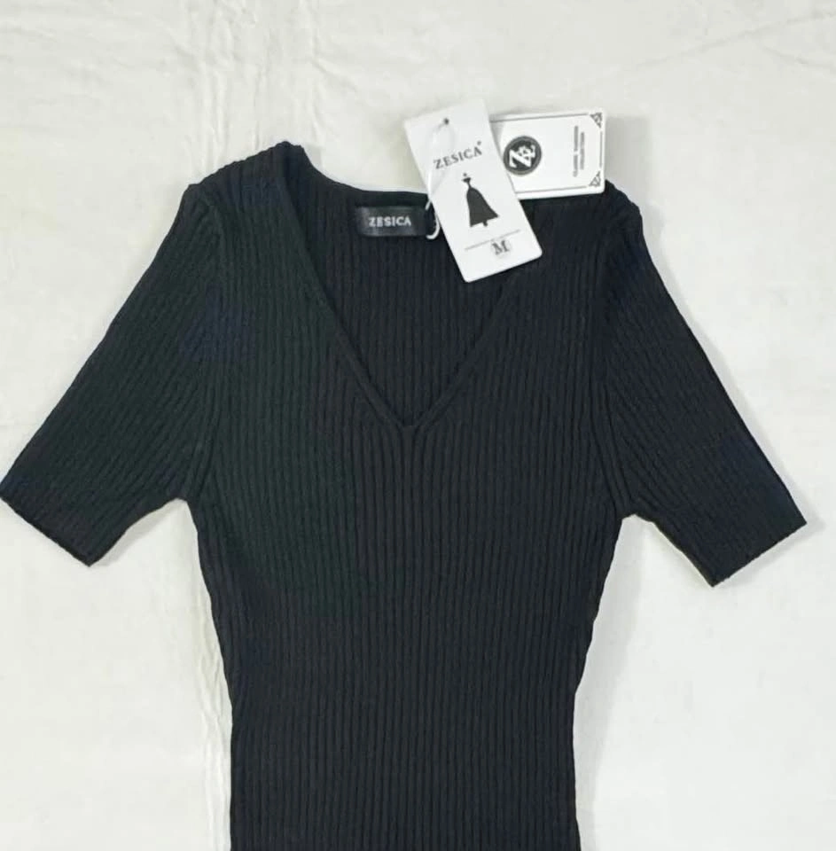 Zesica Brand NEW Women's Ribbed V-Neck Short Sleeve M (#61) - photo 4