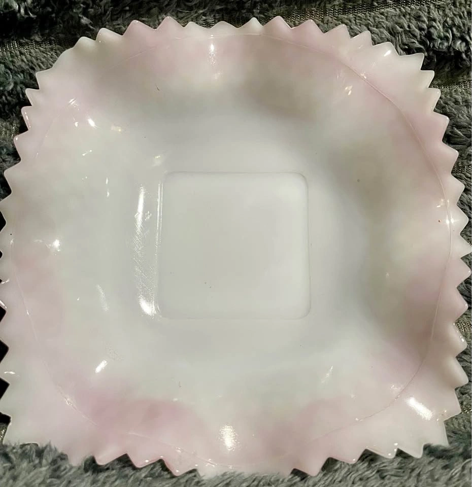 Vintage Fenton Pink Opalescent Hobnail Square Dish