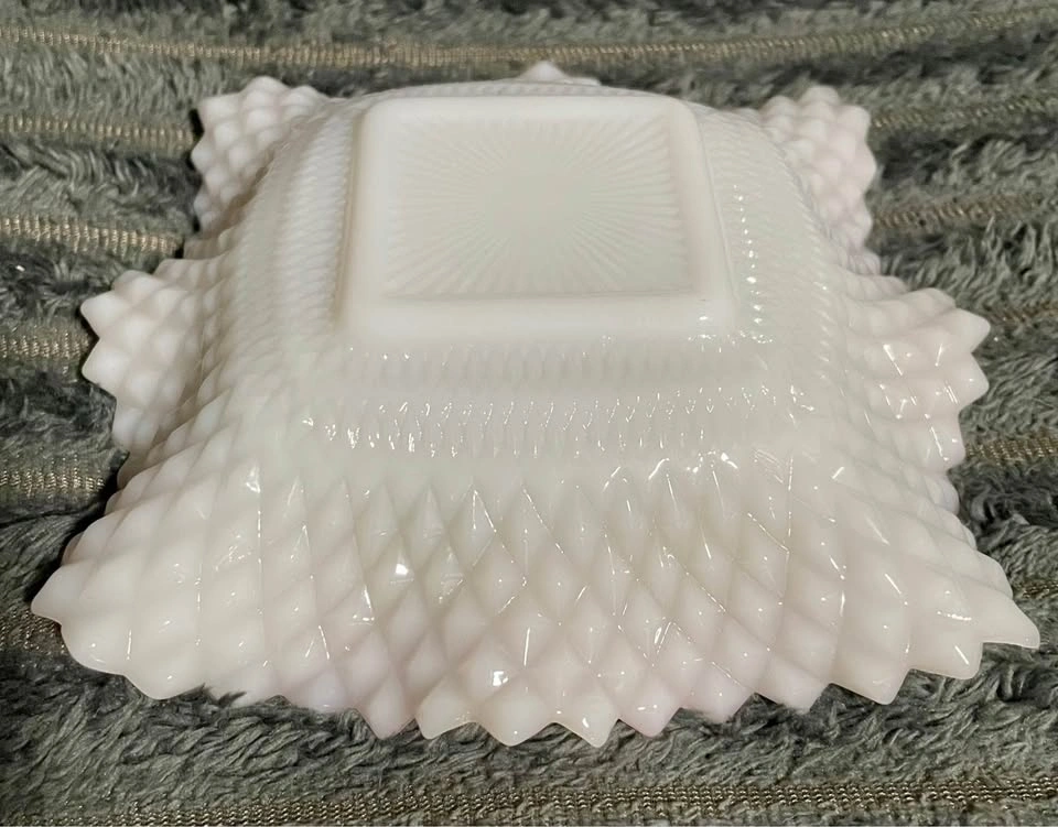 Vintage Fenton Pink Opalescent Hobnail Square Dish - photo 2
