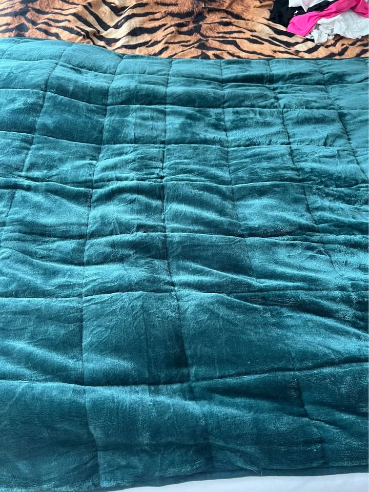 Bottle moss green turquoise weighted blanket velvet sherpa soft - photo 2