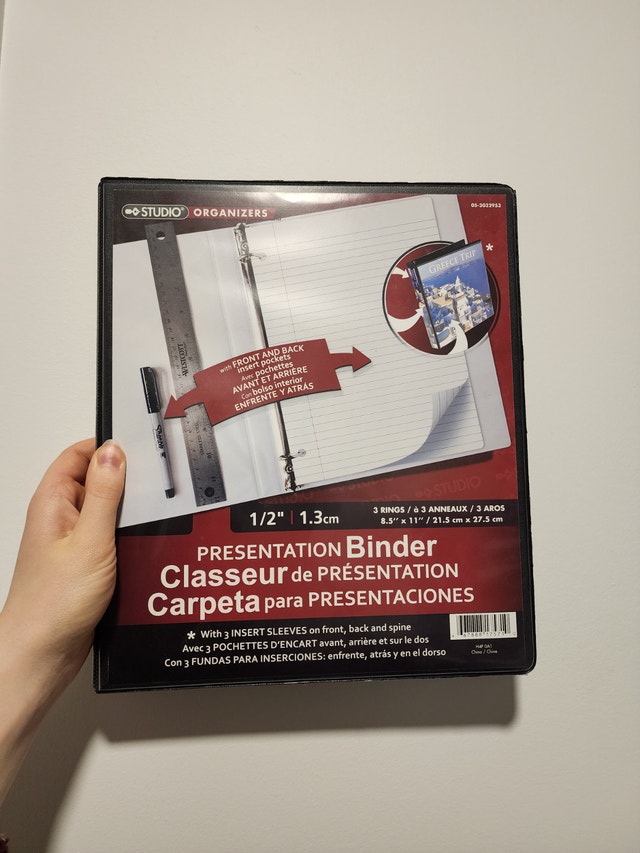 Kids school binder with paper