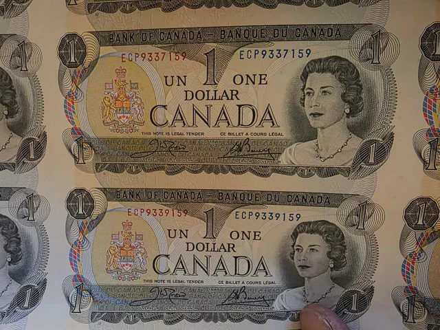 Roll of Canadian One Dollar Bill Sheet thumbnail