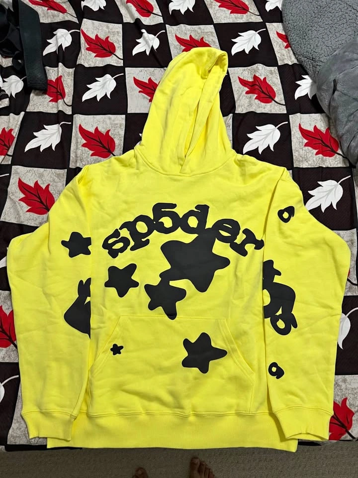 Sp5der Yellow Star Hoodie Size L