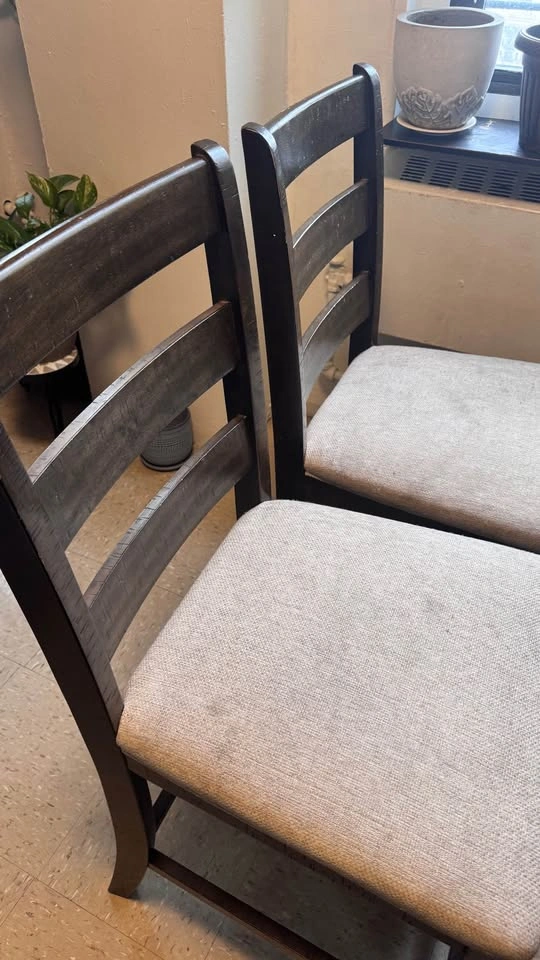 Dark Wood Counter-Height Dining Table with Glass Top and 4 Chair - photo 5