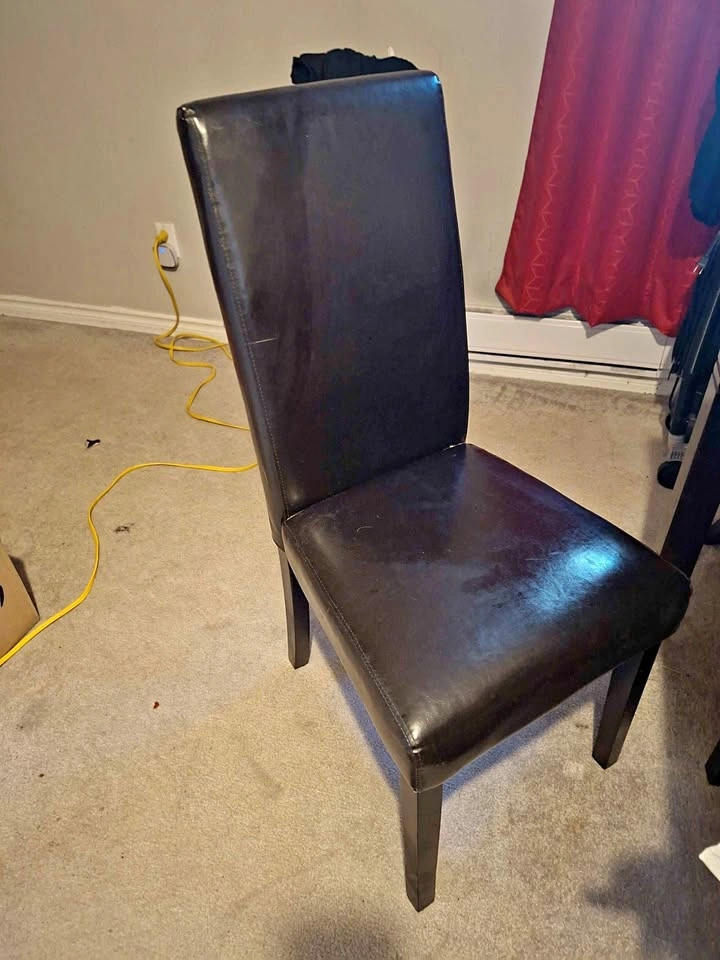 Dining Chairs Black Pleather x2