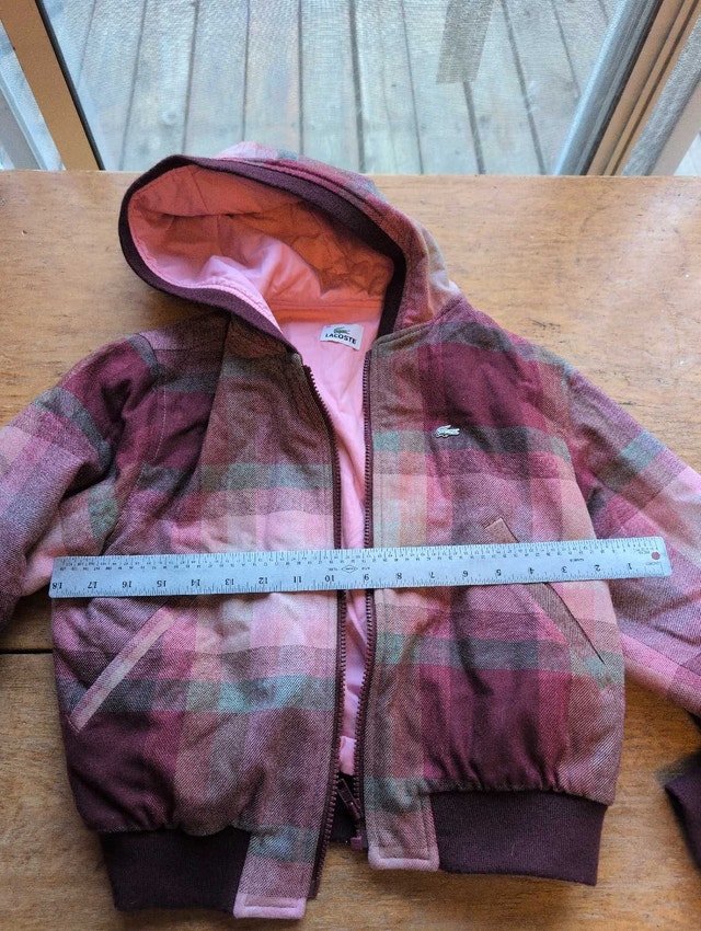 Lacoste Plaid Hooded Jacket. Girls size 10
