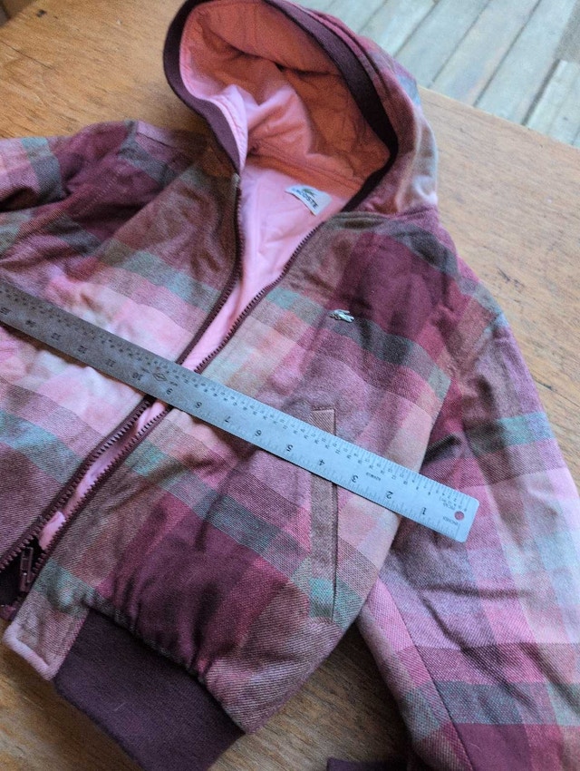 Lacoste Plaid Hooded Jacket. Girls size 10 - photo 3