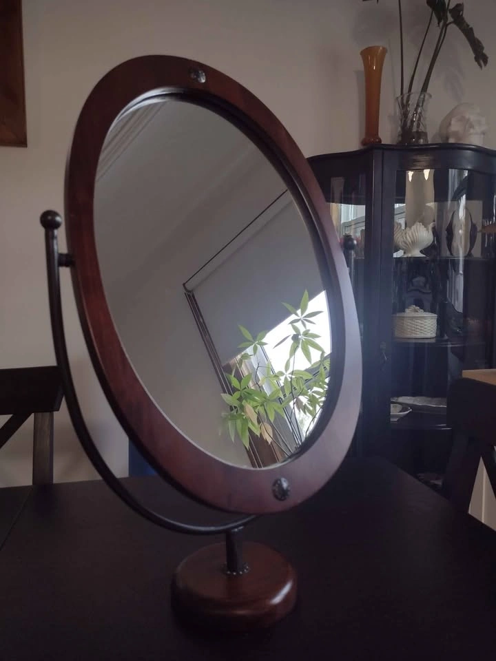 Oval Wood Tabletop Mirror - photo 2