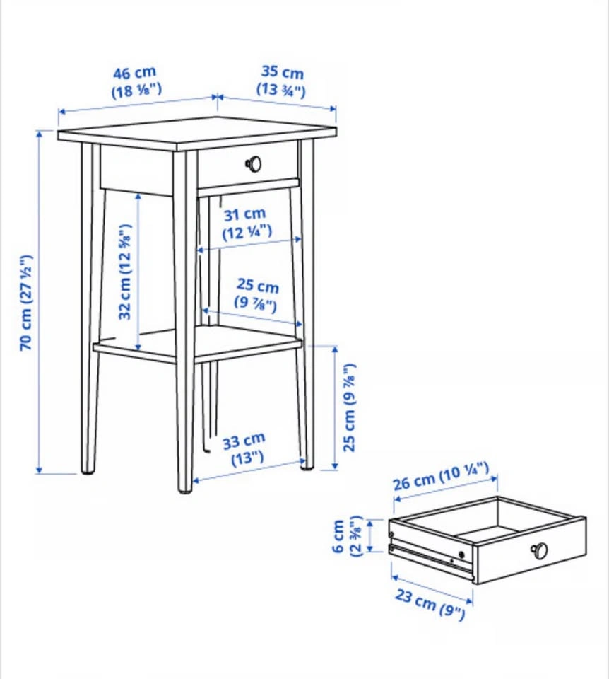 HEMNES Bedside table, white stain - photo 3