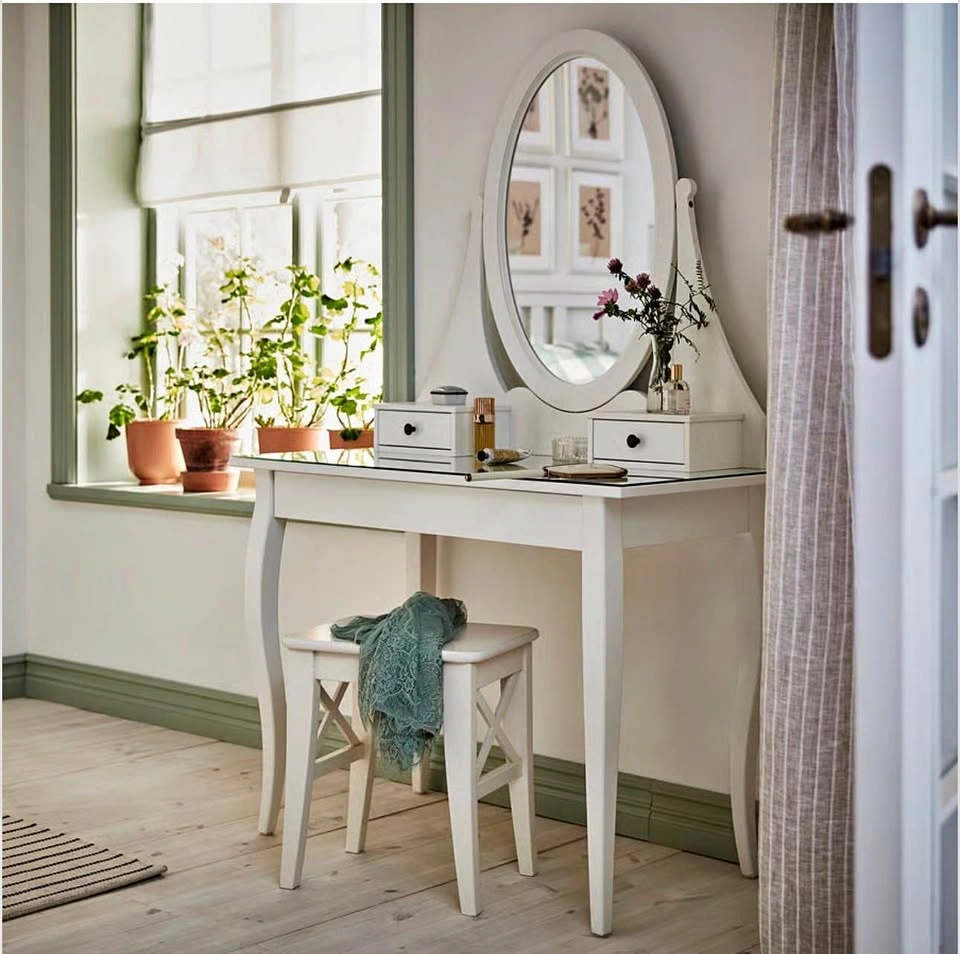 HEMNES Dressing table with mirror, white