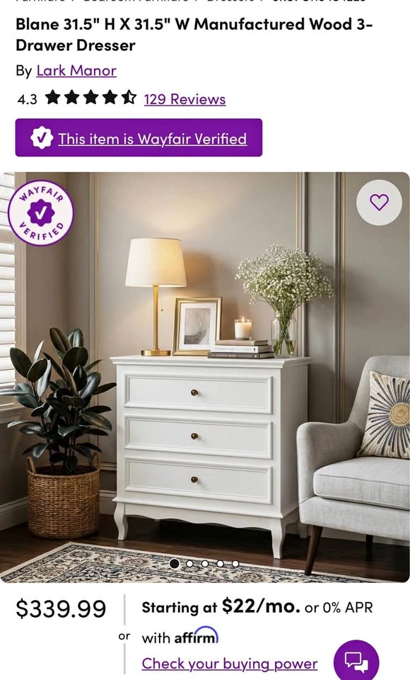 New Blane 3 Drawer Dresser