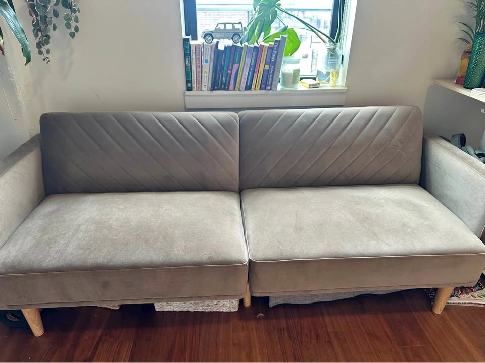Futon couch in mocha brown