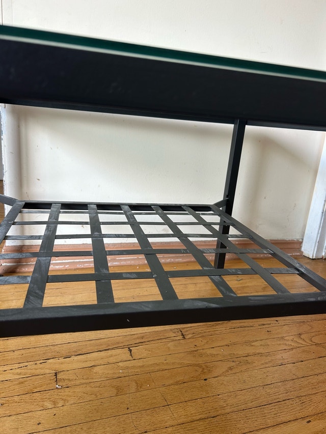 Glass Top Side Table with Black Metal Frame - photo 2