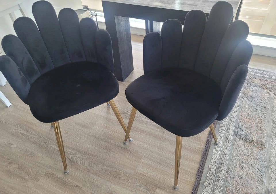 Black Velvet Chairs with Gold Legs - photo 2