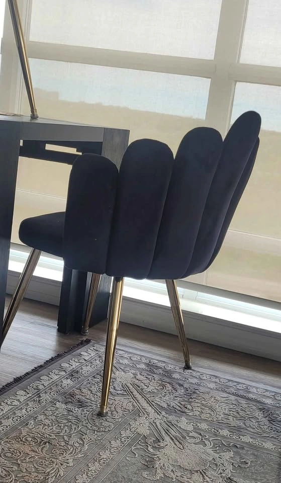 Black Velvet Chairs with Gold Legs - photo 3