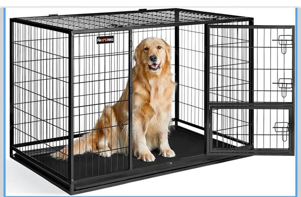 Heavy-Duty Metal Dog Crate XXL w/ Removable Tray