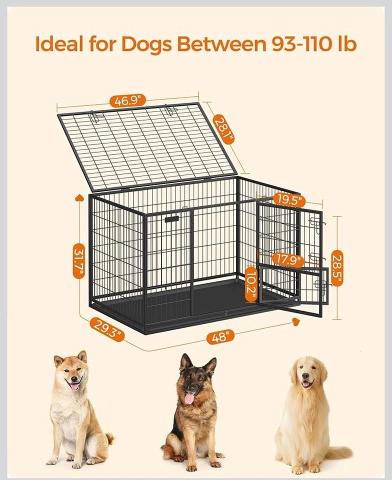 Heavy-Duty Metal Dog Crate XXL w/ Removable Tray - photo 3