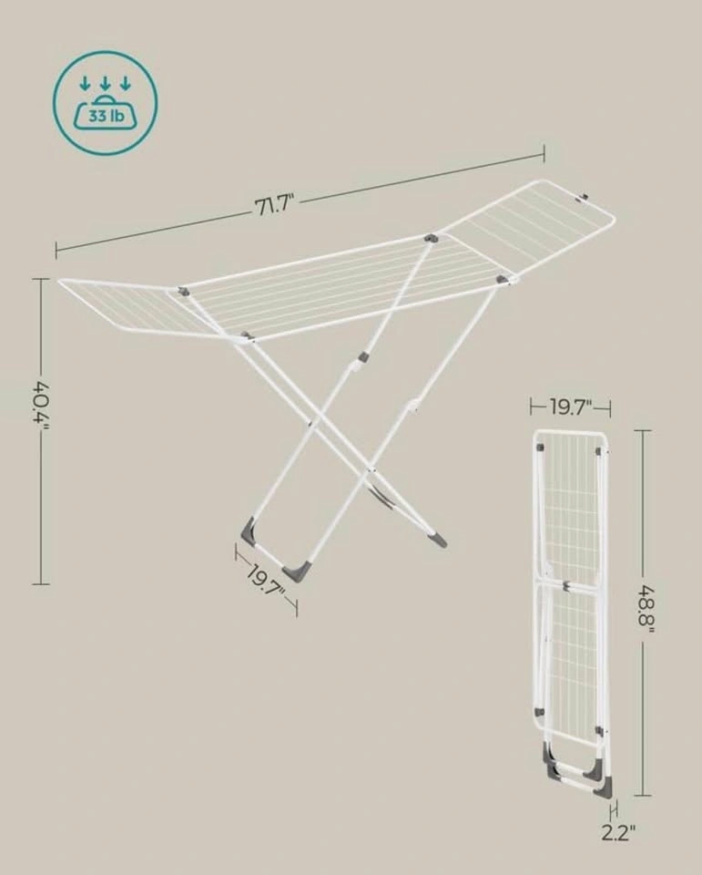 New-Metal Laundry Foldable Clothes Drying Rack, ULLR540W01 - photo 3