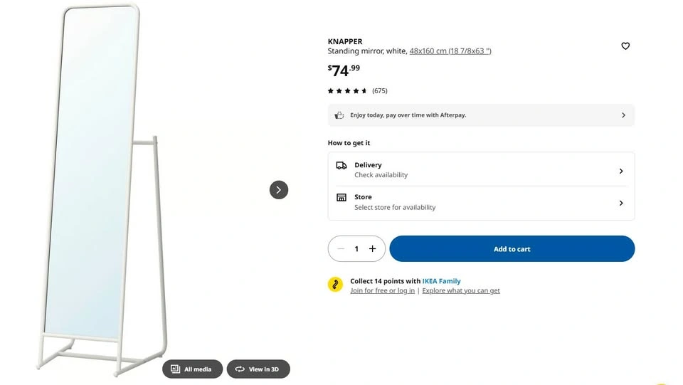 Full Length Mirror - Accessory Hooks