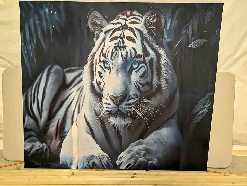 XXL White Tiger Tapestry Wall Art (54" x 47")