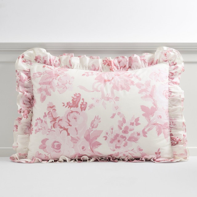 LoveShackFancy Damask Ruffle Duvet Cover - Queen - Pink/Ivory - photo 3