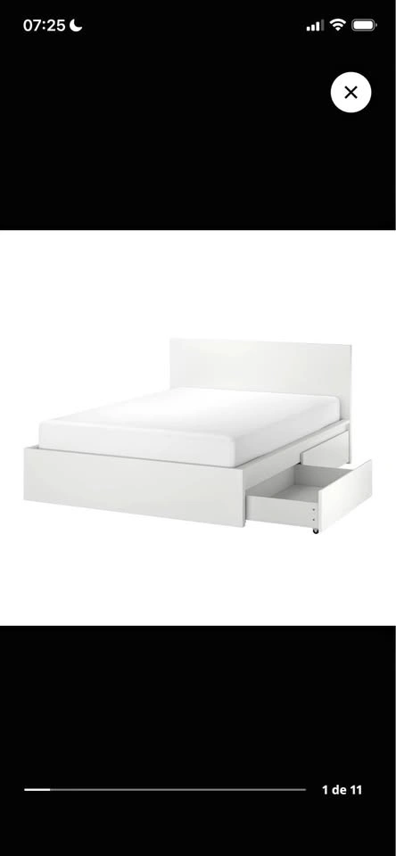 IKEA Queen Malm Bed with Drawers & Haugsvar Mattress