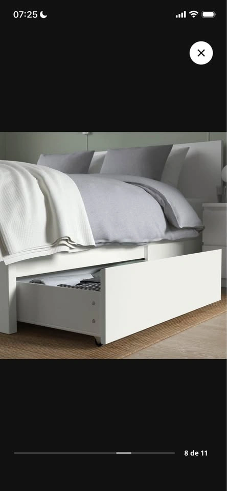 IKEA Queen Malm Bed with Drawers & Haugsvar Mattress - photo 2