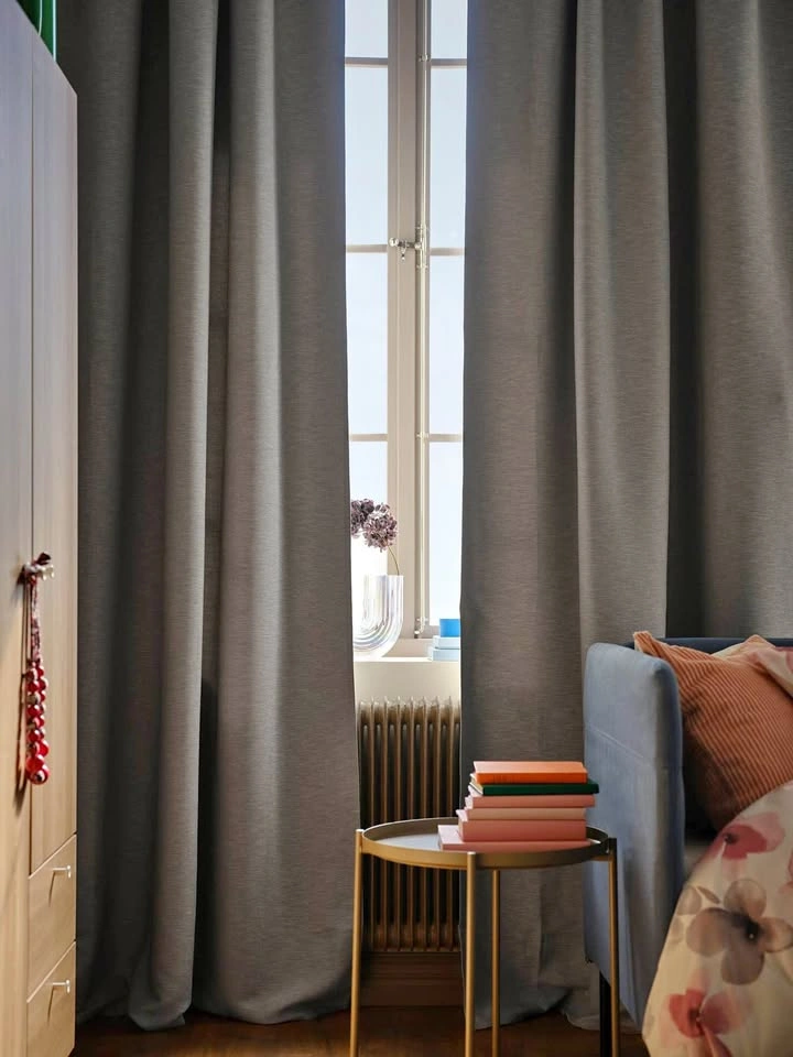 IKEA MARJUN Blackout Curtains Gray 57x98"
