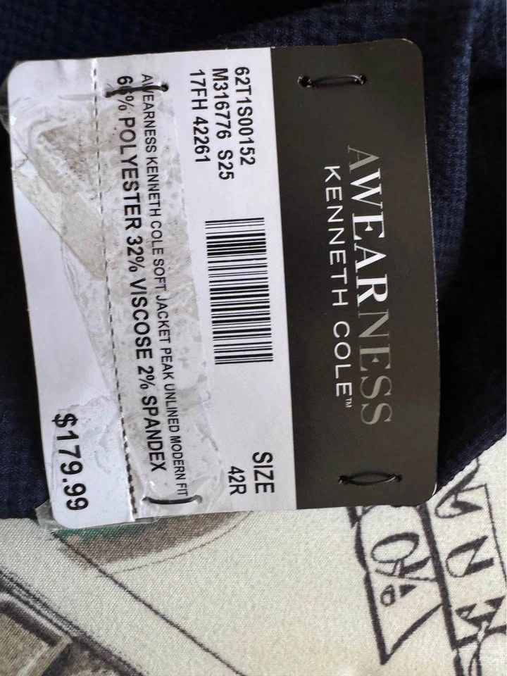 Kenneth Cole Sports Coat - Blue - Size 42R - Brand New With Tags - photo 2