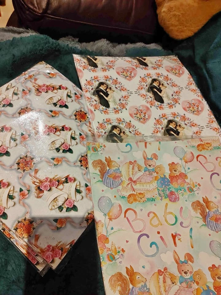 Vintage Wrapping Paper Lot - Wedding & Baby Girl