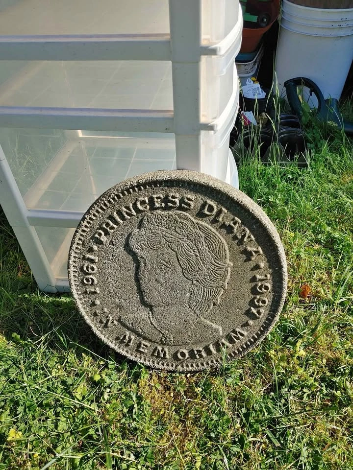 Rare, unique, Vintage Princess Diana concrete garden stepping st