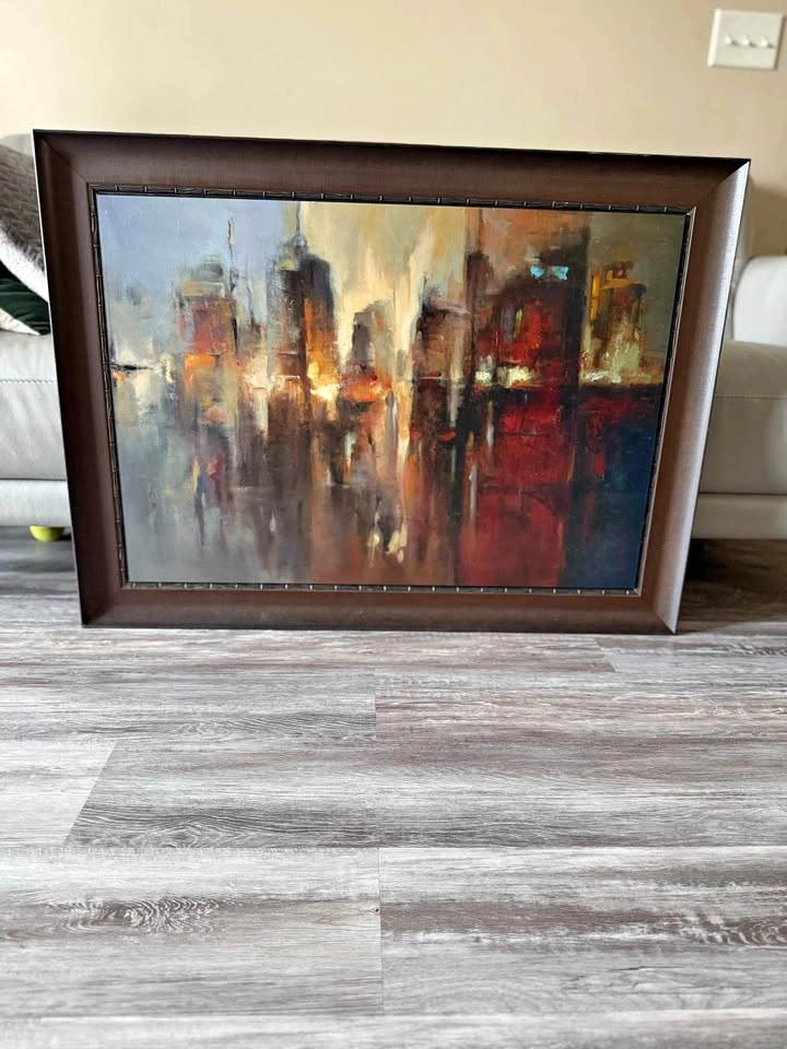 Framed Abstract Cityscape Painting – Premium Art Piece