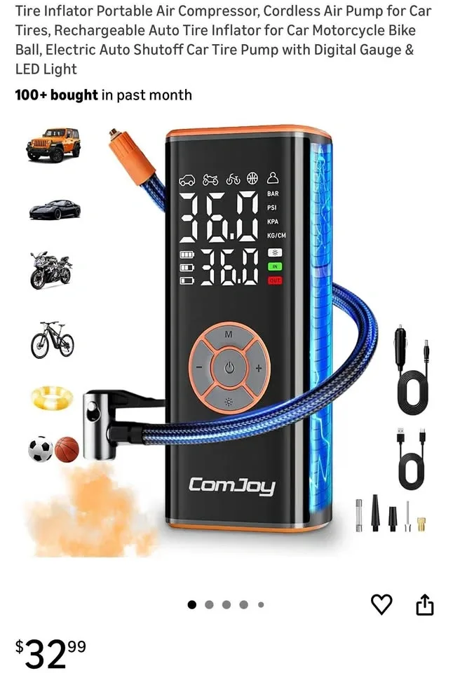 (New) Tire Inflator Portable Air Compressor