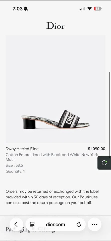Dior Dway Heeled Slides Size 38.5