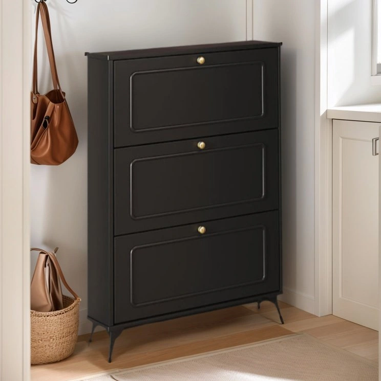 SOCE053 A2036 Modern Black Space-Saving Shoe Storage Unit - photo 2