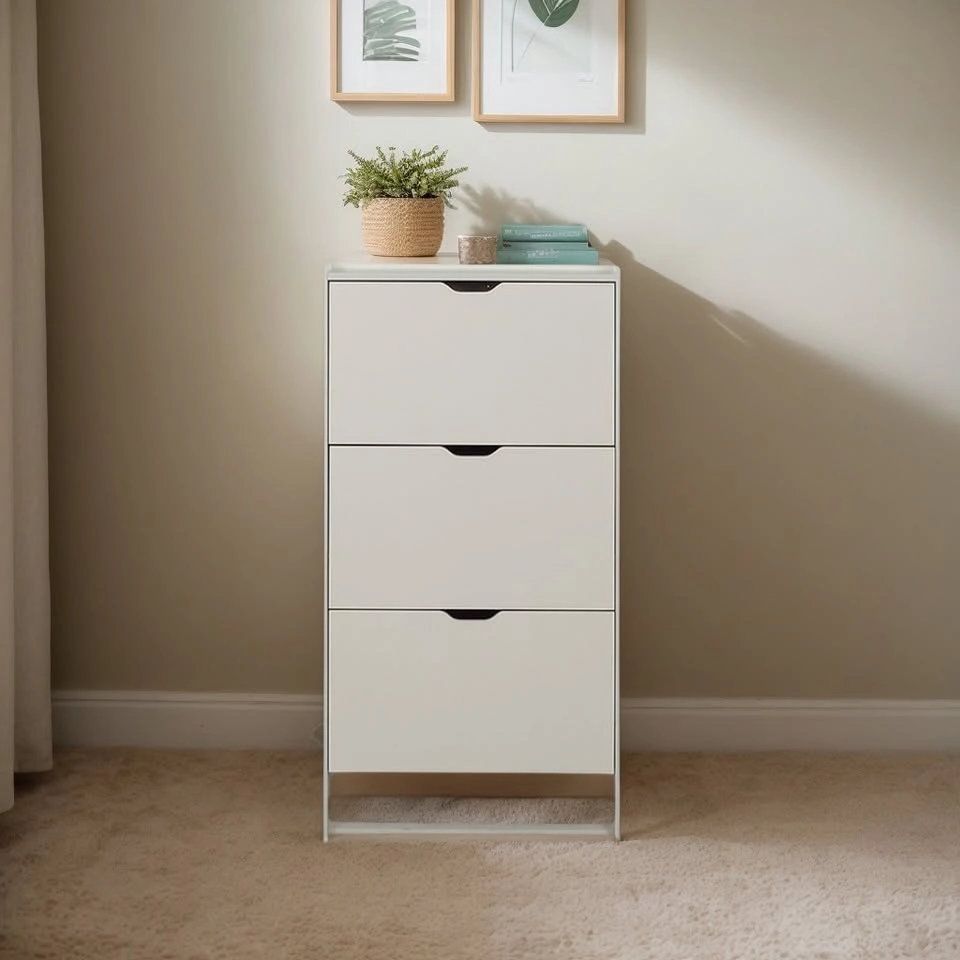 SOCE048 A2166 Modern Entryway Shoe Cabinet - White - photo 2