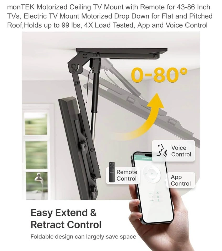 monTEK Motorized Ceiling TV Mount for 43-86 Inch TVs - photo 2