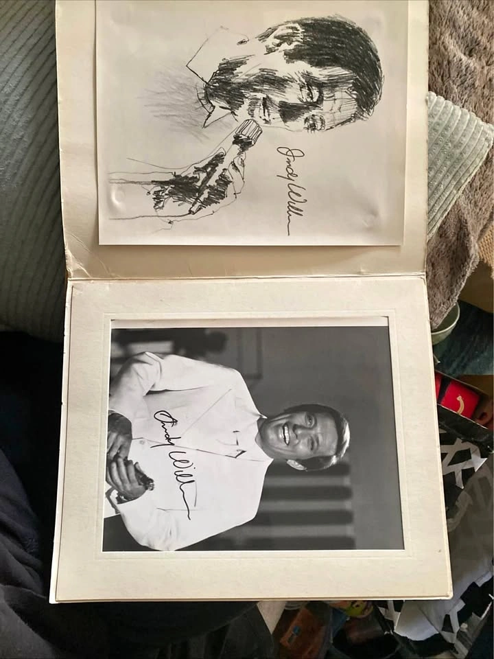 Andy Williams Signed Photo and Sketch Set