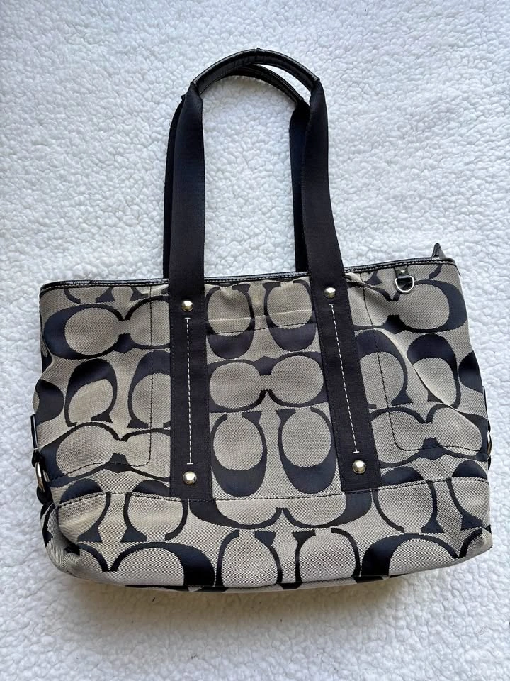 Coach Vintage Y2K Black Monogram Shoulder Tote Bag