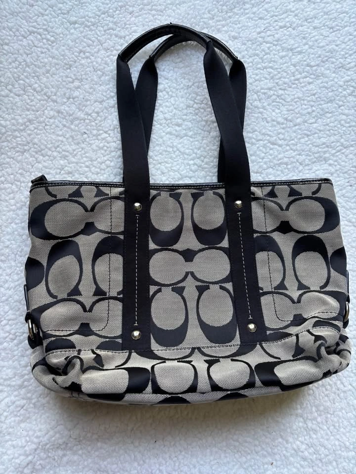 Coach Vintage Y2K Black Monogram Shoulder Tote Bag - photo 2