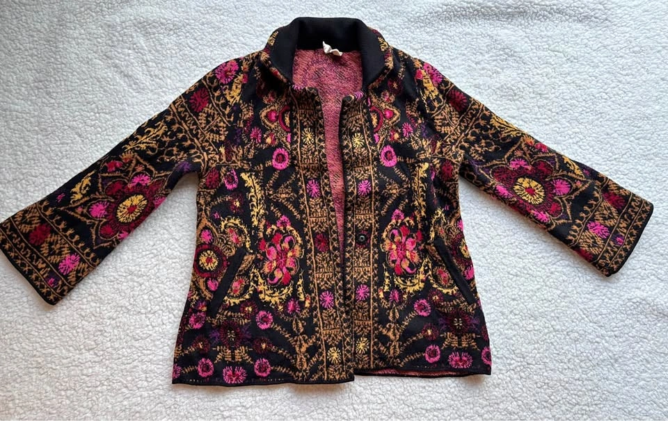 Anthropologie Moth Payton Jacquard Sweater XS Jacket/Cardigan Bl