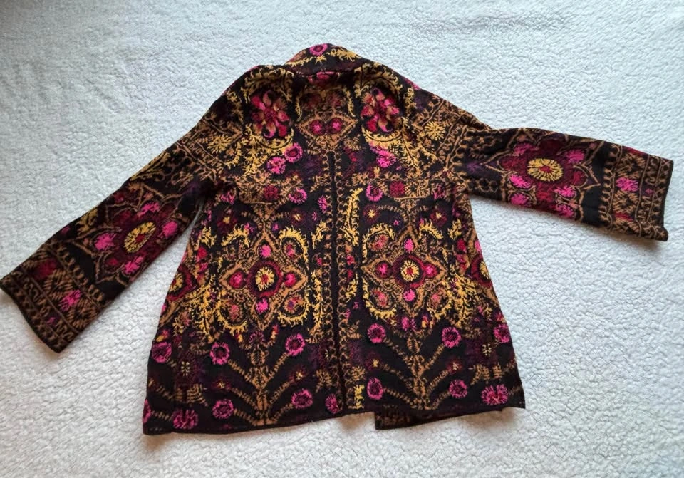 Anthropologie Moth Payton Jacquard Sweater XS Jacket/Cardigan Bl - photo 2