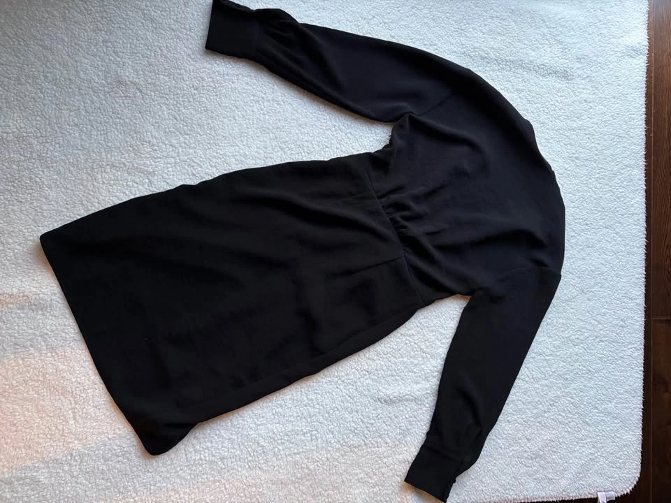 ba&sh Designer Black Draped Long Sleeve Mini Dress M - photo 4