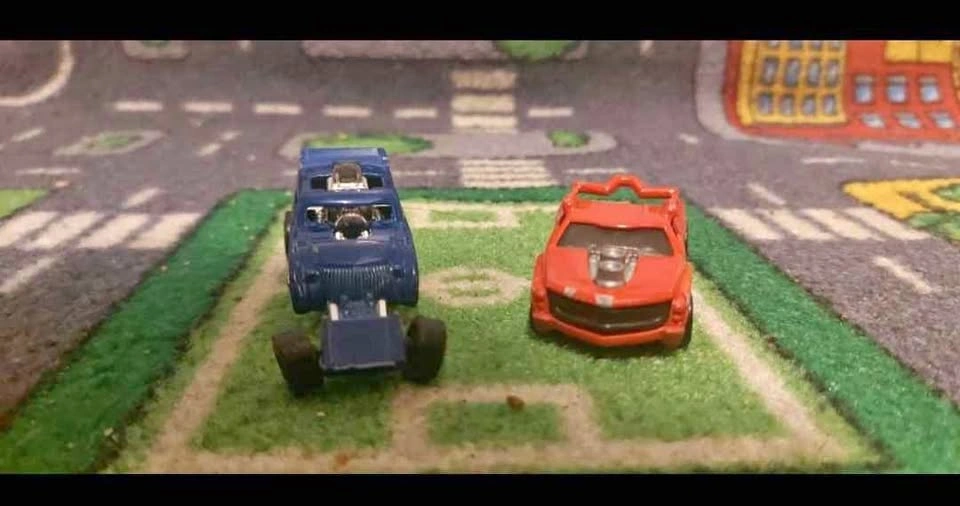 Blue and Red Hot Wheels Toy Cars