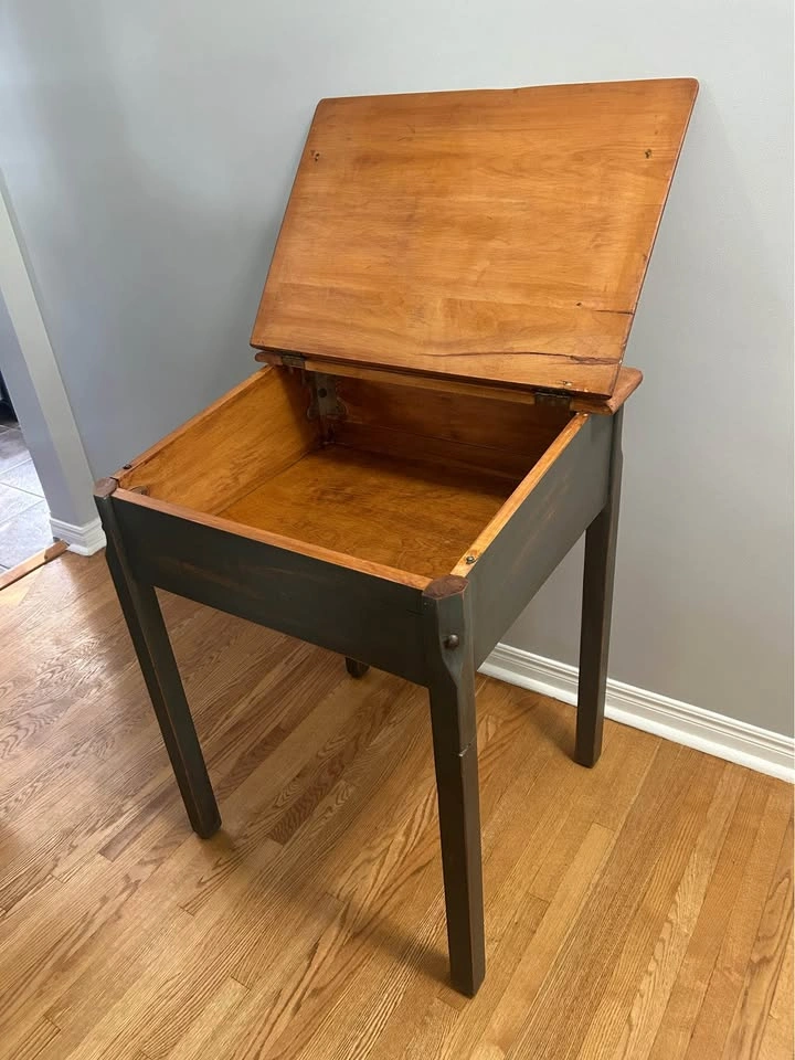 Vintage Lift-Top Wooden School Desk - photo 2