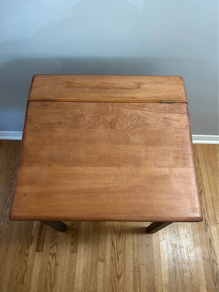 Vintage Lift-Top Wooden School Desk - photo 4