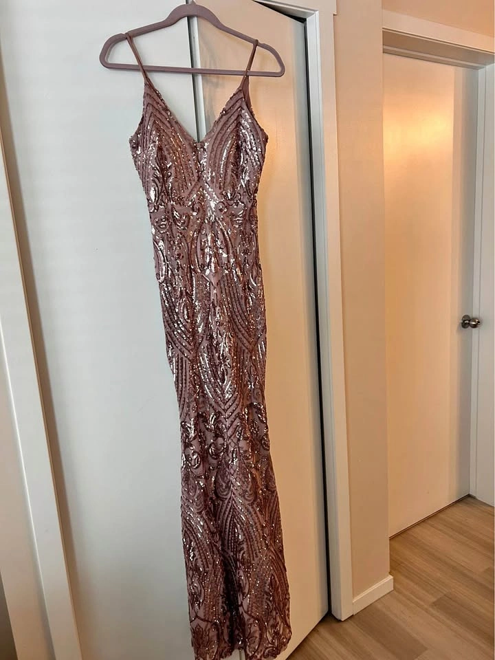 Pink Sequin Beaded Mermaid Gown (Prom/Gala/Graduation)