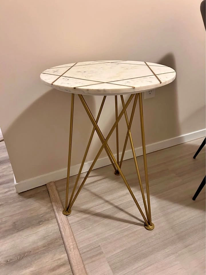 Marble Side Table with Gold Detail